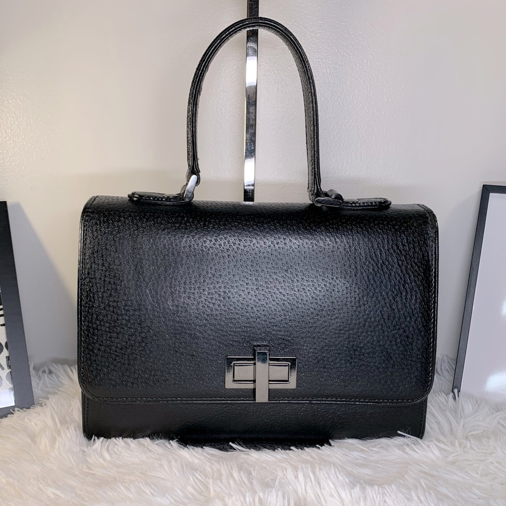 SOLD!!! Vintage Valentino Garavani black textured calfskin satchel